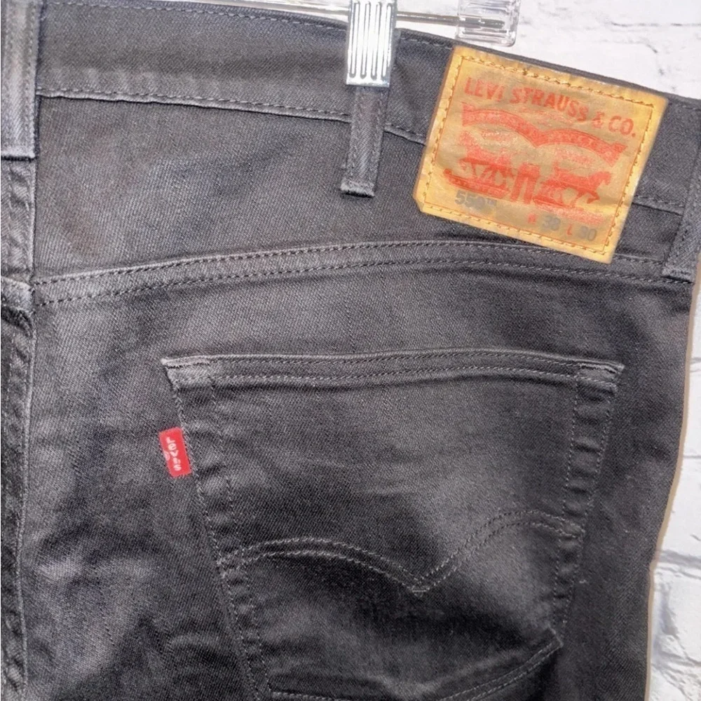 Levi’s 559 Black Denim Jeans 38x30 Relaxed Straight Stretch Pants Mid Rise